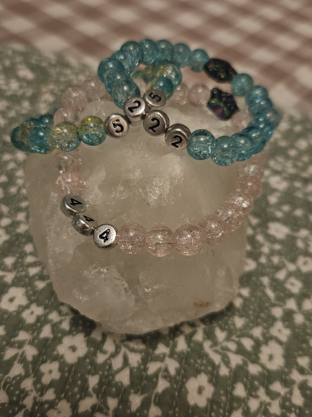Beaded ANGEL Number Charm Bracelets - Blue & Pink , Multiple